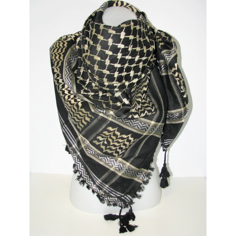 Keffiyeh black and beige palestine scarf